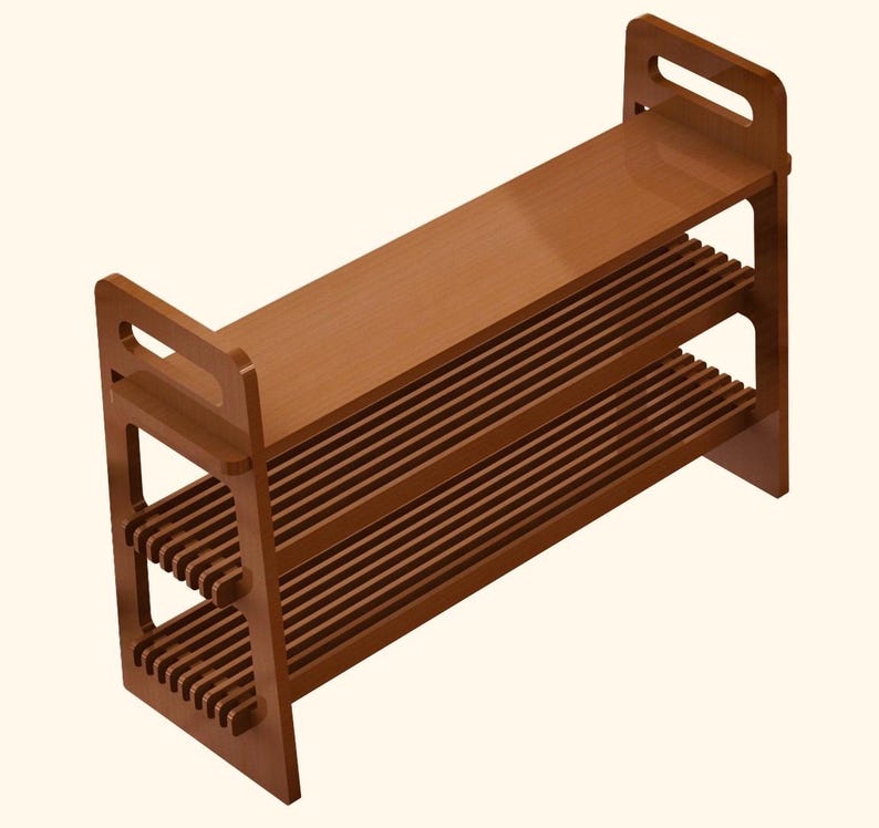 Modern Plywood Bench With Shoe Rack Plans: DIY CNC Laser Cut Files ...