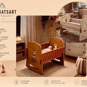 Montessori Rocking Baby CRADLE Plans: DIY Plywood CNC Laser Cut Files (Digital Download)