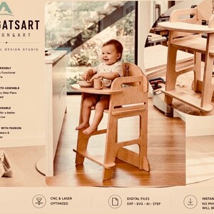 Montessori High Chair Plans: DIY Plywood CNC Laser Cut Files (Digital Download)