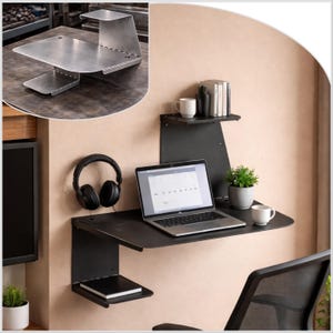 Estante de escritorio de pared de metal cortado a láser: maqueta de metal para decoración moderna (descarga digital)