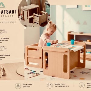 Montessori Toddler Table Chair Set Plans: DIY Plywood CNC Laser Cut Files (Digital Download)