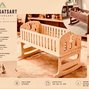 Montessori Rocking Baby CRADLE Plans: DIY Plywood CNC Laser Cut Files (Digital Download)