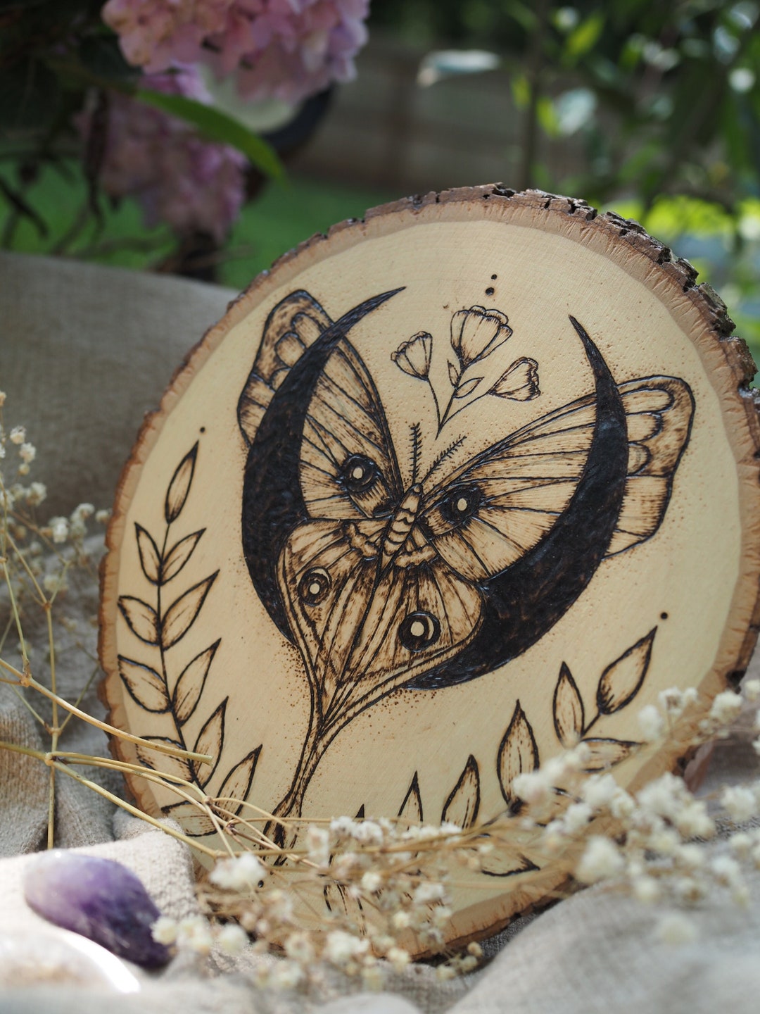 Moth Moon Pyrography - Etsy