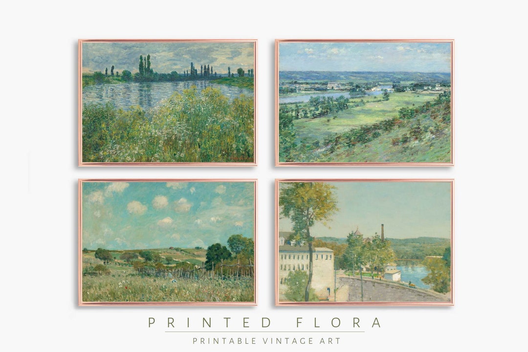 Vintage Greenery Painting Wall Art Set | Gallery Art Print | DIGITAL ...