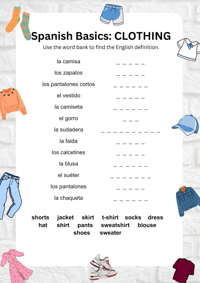 Spanish Worksheets for Kids Printable Spanish Homeschool - Etsy