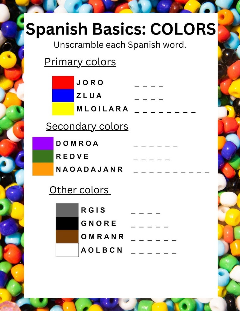 Spanish Worksheets for Kids Printable Spanish Homeschool - Etsy