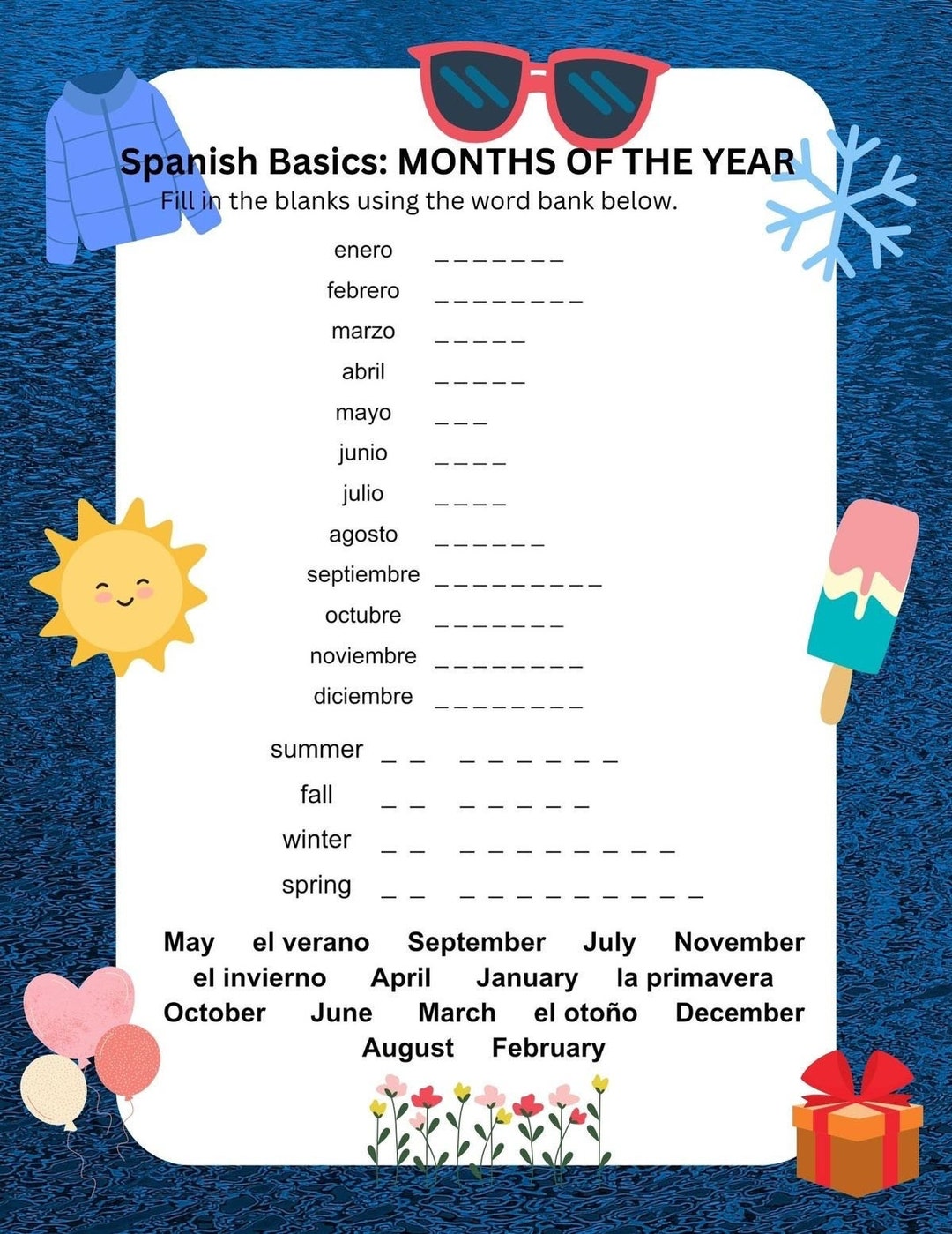 Spanish Worksheets for Kids Printable Spanish Homeschool - Etsy