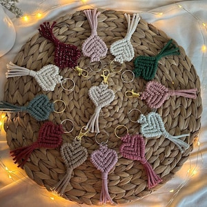 Schlüsselanhänger Makramee "Herz" einfarbig / Geschenkidee / Boho