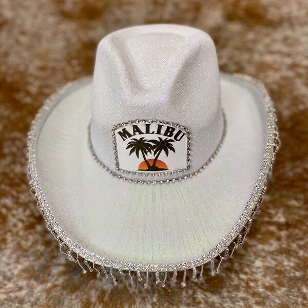 White Glitter Cowboy Hat Etsy