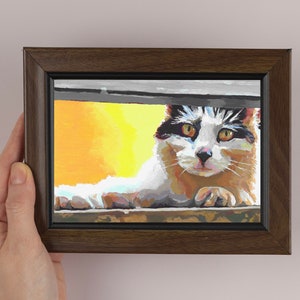 Curiosity - Cat painting, Cat lover gift, Original painting, Colorful wall art, home decor wall art, sister gift Christmas, Gouache painting
