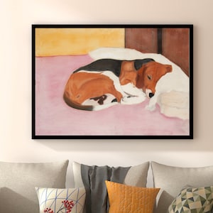 Charlie - Beagle painting, Dog wall art, Dog lover gift, Gifts for Dog Lovers, Print from original Pastel Drawing, Sleeping Dog painting