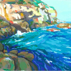 Sea of Tuscany painting, Italy painting, original landscape painting, Original gouache painting, Christmas gift ideas, home decor wall art