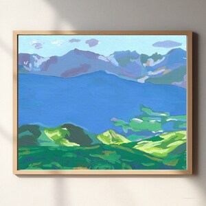 Blue mountain - Printable Wall Art, downloadable prints, landscape painting, mountain art print, blue wall art, mountain wall art