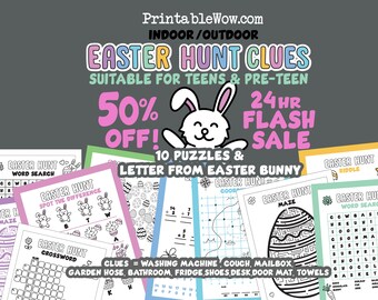 Older Kids Easter Scavenger Hunt Clues - Teenager Easter Treasure Hunt - Easter Hunt Games for Teens - Easter Egg Hunt for Older Kids