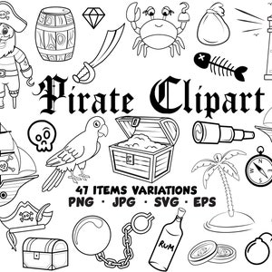 Paquete de imágenes prediseñadas piratas de 47 piezas