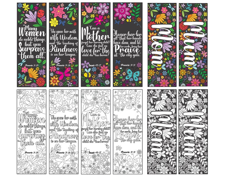 Mother's Day Scripture Printable Bookmarks - Etsy