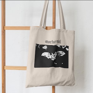 Bat Goth Summer Tote Bag, Black Canvas Goth Tote Bag, Goth Beach Bag, Alt, Witchy Tote, Bat Bag, Spooky Tote, Goth Travel Tote Bag, Bat