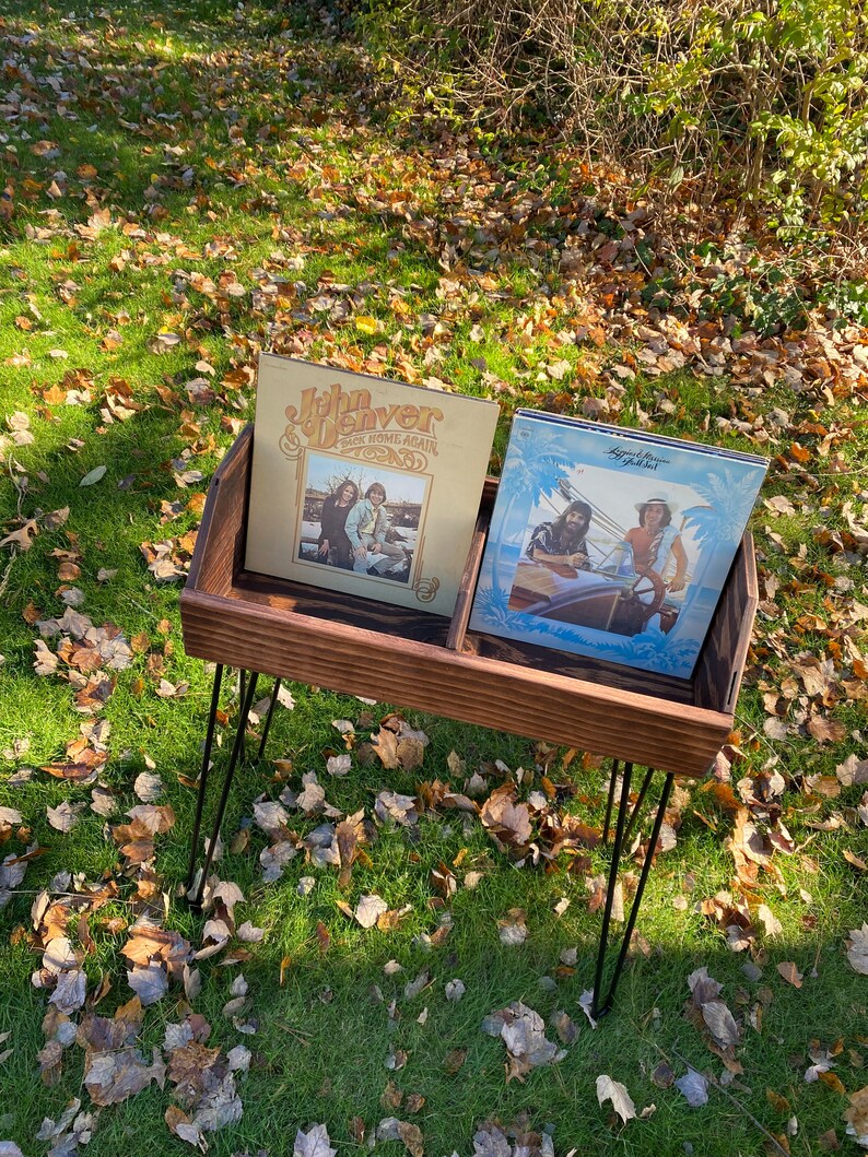 Vinyl Record Storage and Stand, Handcrafted With Reclaimed Wood, Double