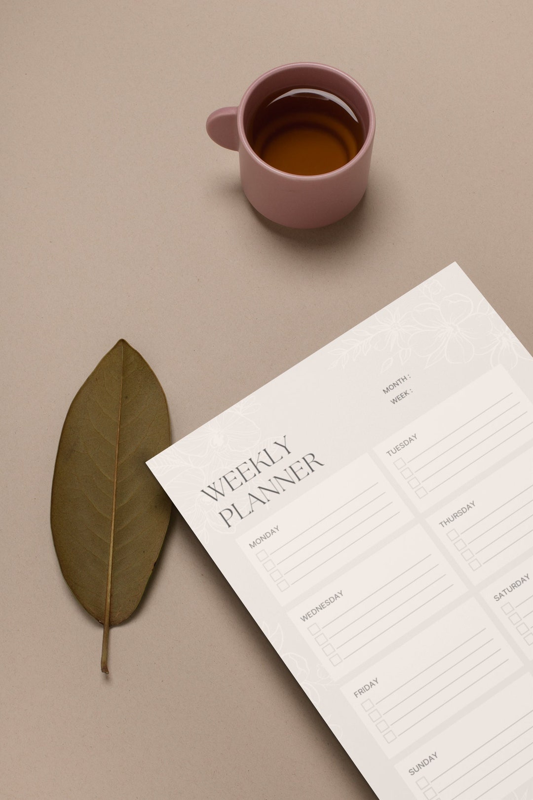 Minimalist Floral Weekly Printable Planner, Instant Download, Daily ...
