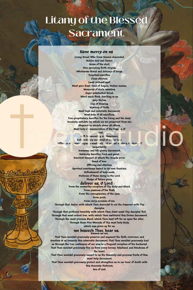 Litany Of The Blessed Sacrament Etsy Litany Of The Blessed Sacrament Etsy