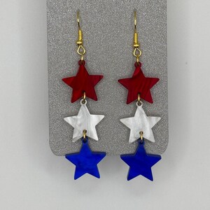 Acrylic Earrings | Acrylic 3 Star Earrings | Dangle Earrings | Independence Day Earrings | Lightweight Earrings