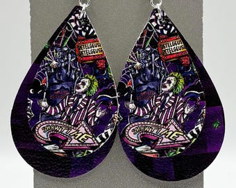 Pendientes de piel sintética / Fantasma con más pendientes / Fantasma con más joyas / Joyería para fanáticos del terror / Pendientes de Halloween / Halloween