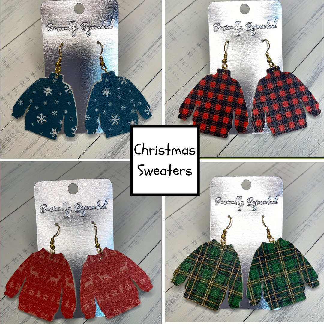 Christmas Sweater Plaid Earrings Christmas Sweater Plaid Earrings