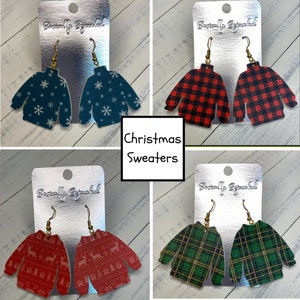 Faux Leather Earrings | Christmas Sweater Earrings | Christmas Earrings | Holiday Earrings | Lightweight Earrings | Ugly Sweater Earrings