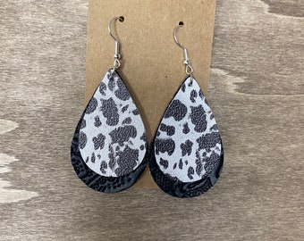 Faux Leather Earrings | Cow Print Earrings | Lightweight Earrings