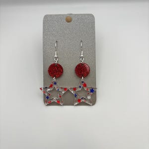 Acrylic Earrings | Acrylic Star Earrings | Dangle Earrings | Independence Day Earrings | Lightweight Earrings