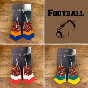 Faux Leather Earrings | Football Earrings | Football Jewelry | Team Earrings | NFL Jewelry | Football Gifts | NFL Gifts | Chevron
