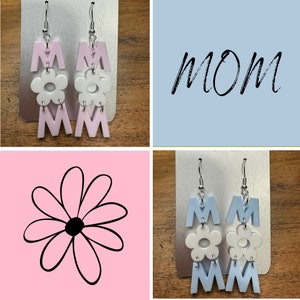 Acrylic Earrings | Acrylic MOM Earrings | Dangle Earrings | Mother&#39;s Day Earrings | Lightweight Earrings | Earrings for Mom