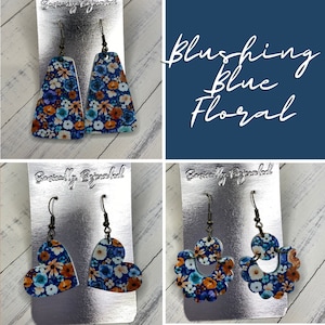 Acrylic Earrings | Acrylic Blushing Blue Floral Earrings | Dangle Earrings | Floral Earrings | Floral Jewelry