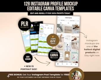 Instagram Profile Mockup Templates: Editable Canva PLR Kit