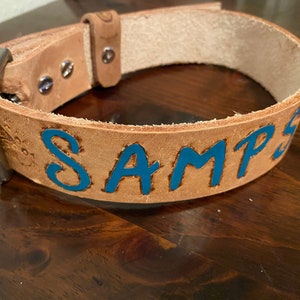 Hand Tooled Leather Dog Collar-Personalized with Hand Stamped Pet Tag