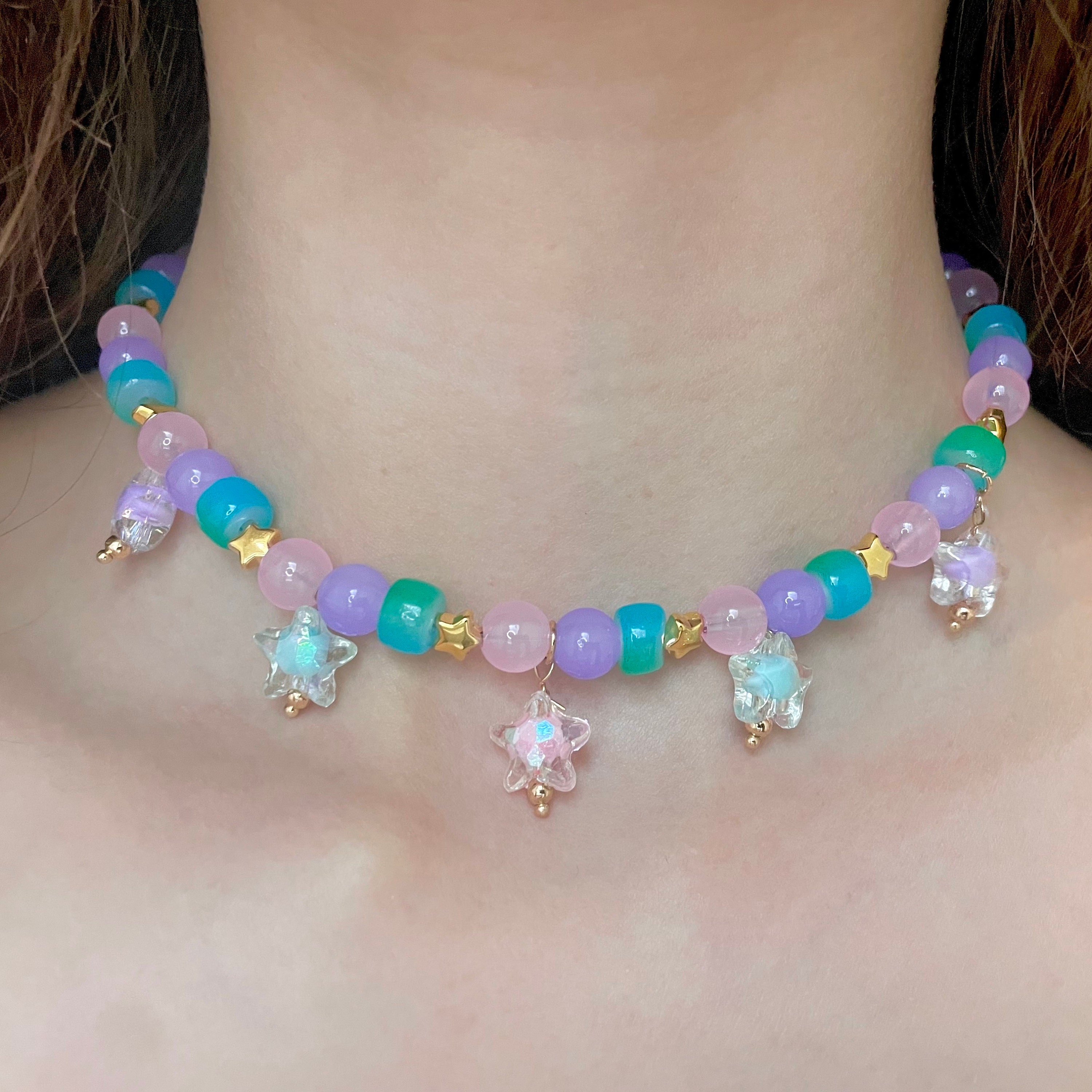 ●VVV● Pastel Star Mix Bead Necklace 24SSNK099MXF Pastel Star Mix Beads Necklace - VVV브이브이브이