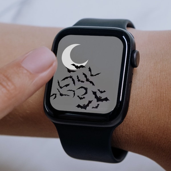 Halloween Apple Watch Face, Halloween Apple Watch background, apple watch background, bats apple watch face, bats and moon, bats aesthetic