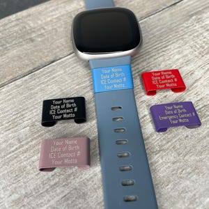 Medical ID Tag FitBit, Emergency Contact Information, Watch Badge, Personalized Watch Band Charm, Medical Alert Tag, Watch Badge, FitBit