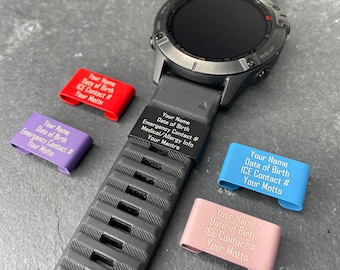 Medical ID Tag Garmin Watch, Emergency Contact Information, Watch Badge, Personalized Watch Band Charm, Medical Alert Tag, Watch Badge
