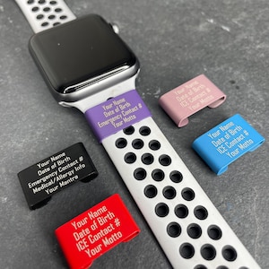 Medical ID Tag Apple Watch, Emergency Contact Information, Watch Badge, Personalized Watch Band Charm, Medical Alert Tag, Watch Badge, Apple