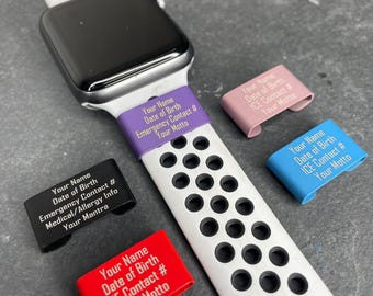 Medical ID Tag Apple Watch, Emergency Contact Information, Watch Badge, Personalized Watch Band Charm, Medical Alert Tag, Watch Badge, Apple