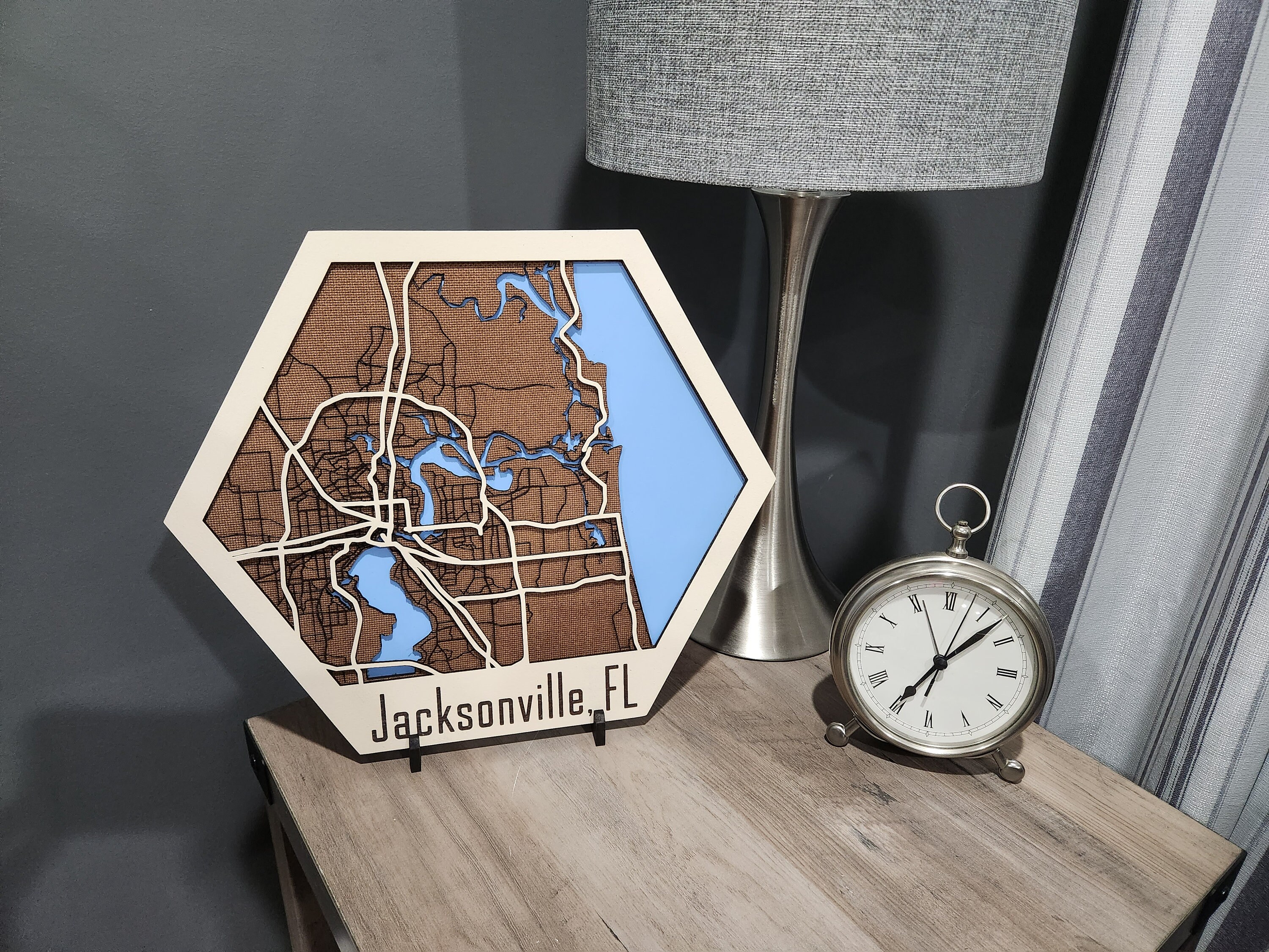 Custom Wood City Map, Wooden Laser Engraved, Laser Cut, Hexagonal Map