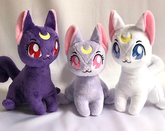Ready to Ship - Sailor Moon Inspired Diana Luna Artemis Cats Plush Set
