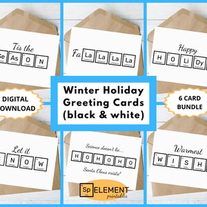 Lot de cartes de vœux pour les Fêtes scientifiques à imprimer | Carte 5 x 7 | Carte ringard | carte scientifique | Cartes de Noël | Téléchargement numérique