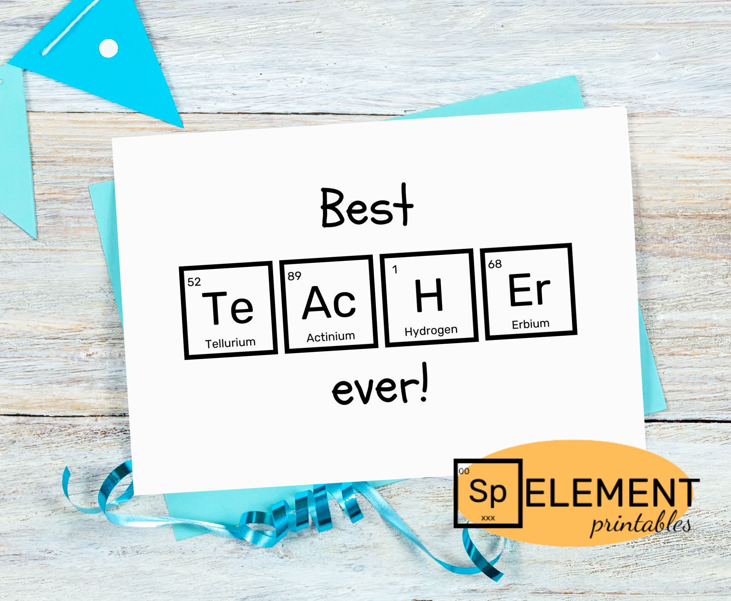 Science Teacher Thank You Card, Printable, Chemistry, Periodic Table of ...
