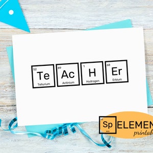 Science Teacher Thank You Card, Printable, Chemistry, Periodic Table of ...