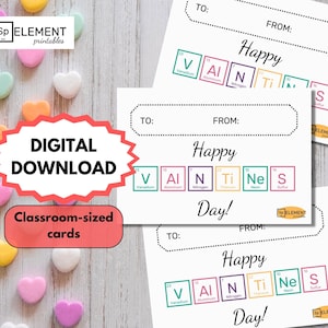 Tableau périodique de la Saint-Valentin IMPRIMABLE | Classe de sciences Saint-Valentin | Cartes de Saint-Valentin pour enfants | Chimie | Carte Joyeuse Saint-Valentin