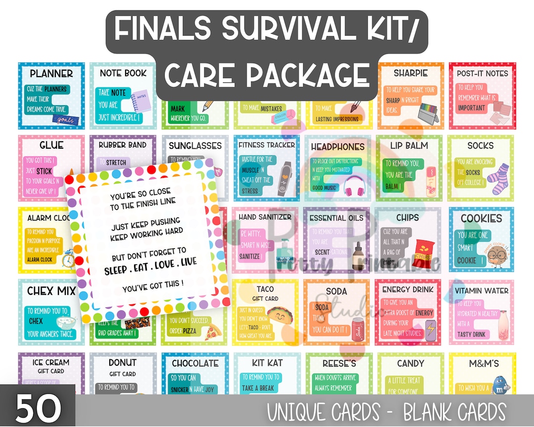 Finals Survival Kit College Care Package College Survival Kit Printable