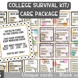 College Care Paket - College Geschenkanhänger - College Survival Kit zum Ausdrucken - School Survival Kit - Exams Survival Kit - Student Care Karten