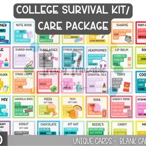 College care package - College gift tag - College survival kit printable  - School survival kit - Student survival kit - Student care cards